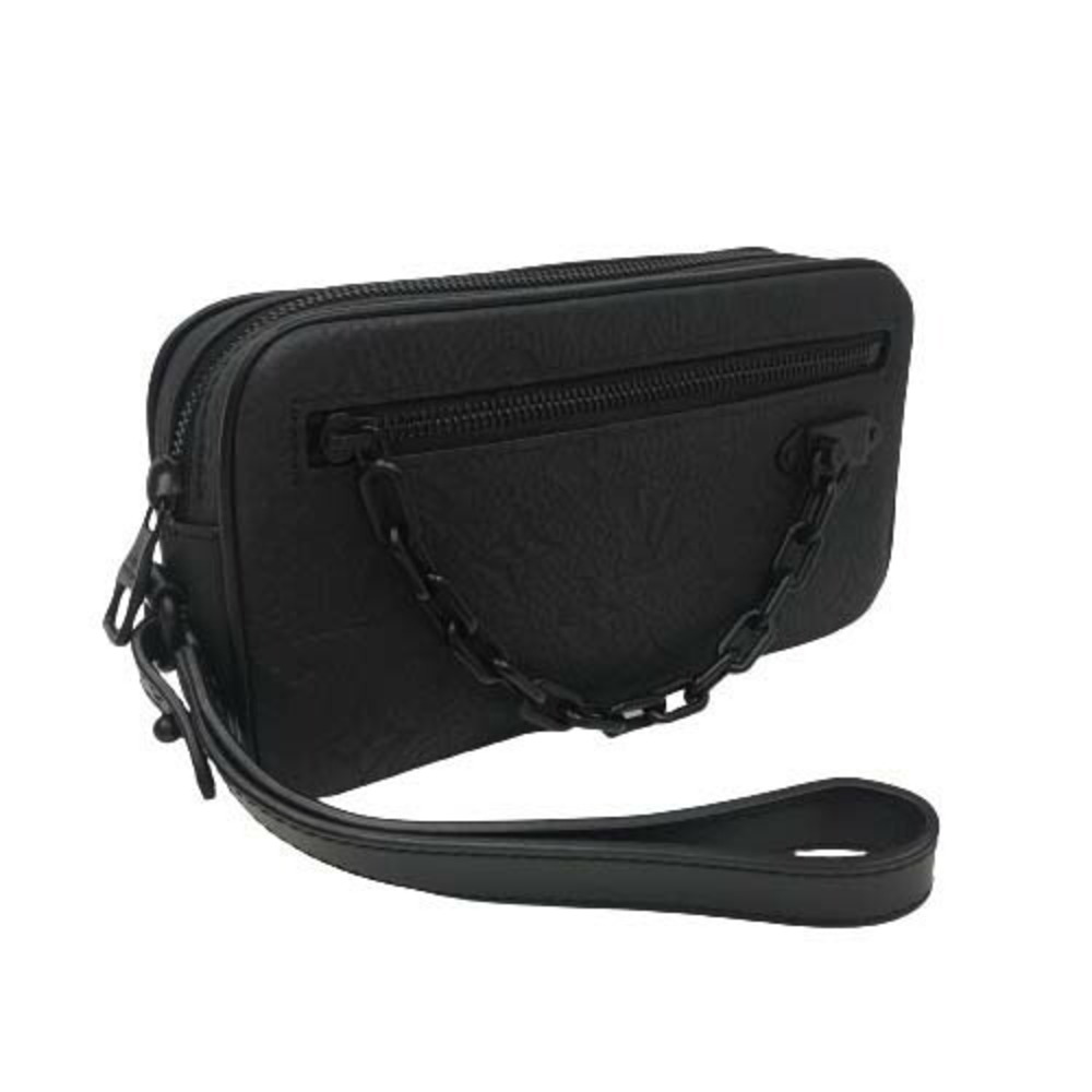 Louis Vuitton Volga Clutch Bag Taurillon Black Resin Chain Virgil Abloh